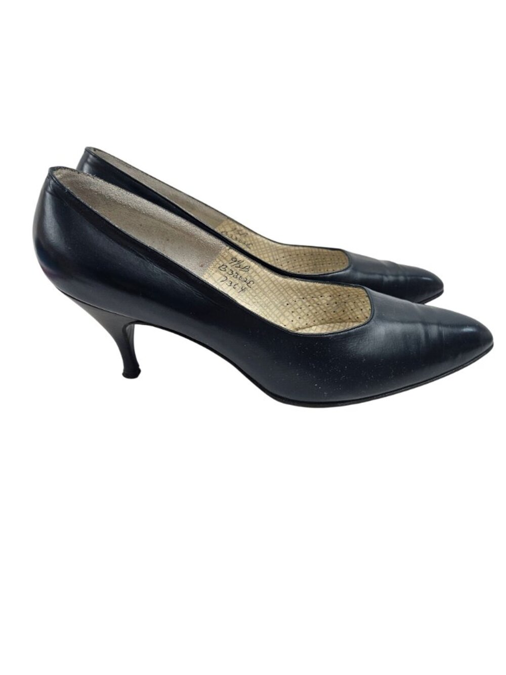 Saks Fifth Avenue Pumps Womens Size 9.5 Fenton Last Heels Blue Leather Shoes - Picture 5 of 8